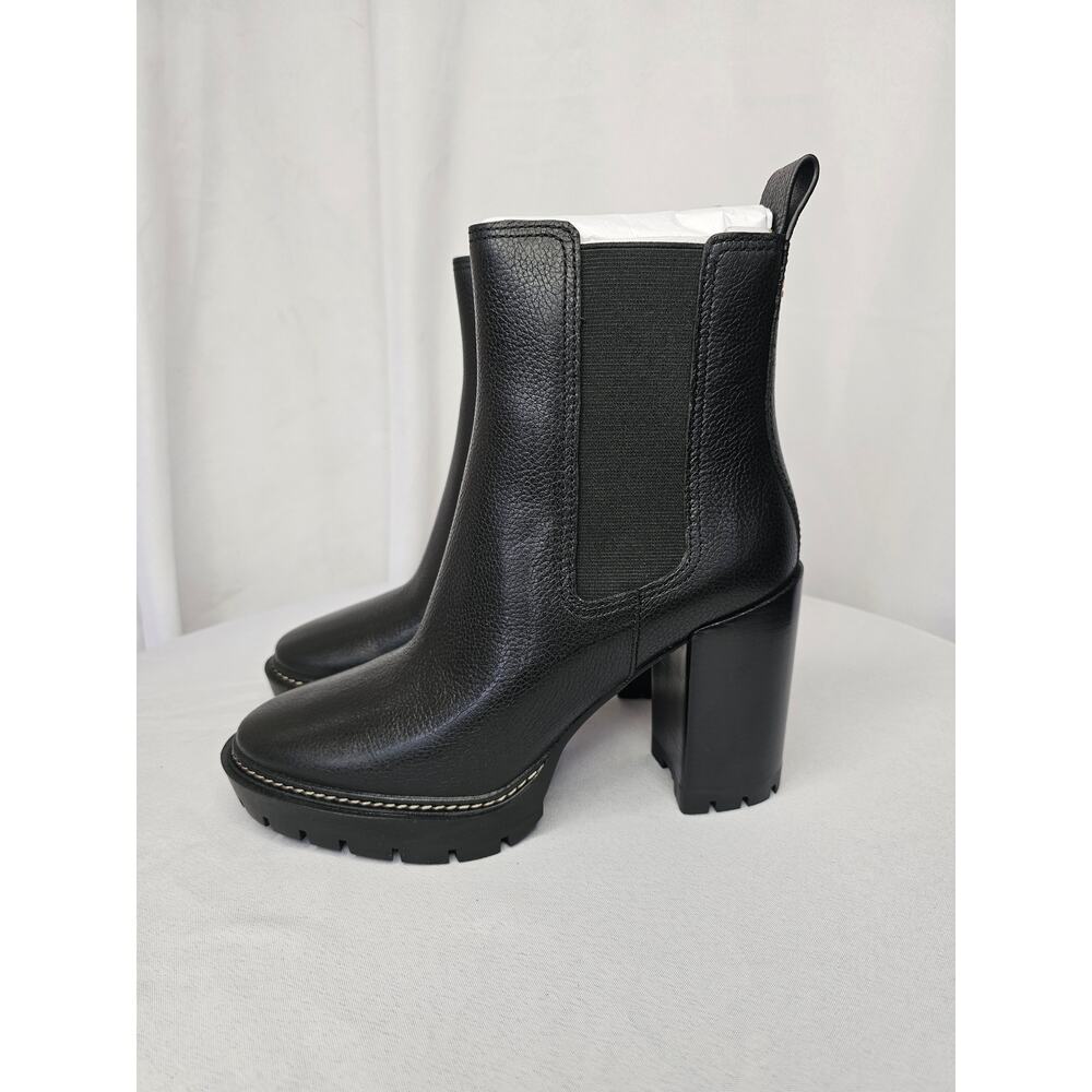 Tory Burch Carson Lug 70 MM Sole High Heel Bootie Boots Size 8 Black NWT - Picture 7 of 12